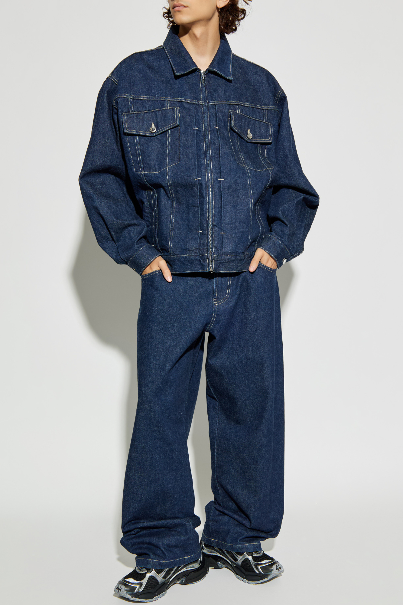 ★NEW JEANS ヘリン着用★ Nice Weather Apparel SIGNATURE CAP Navy blue Jeans with stitching VETEMENTS - Vitkac GB